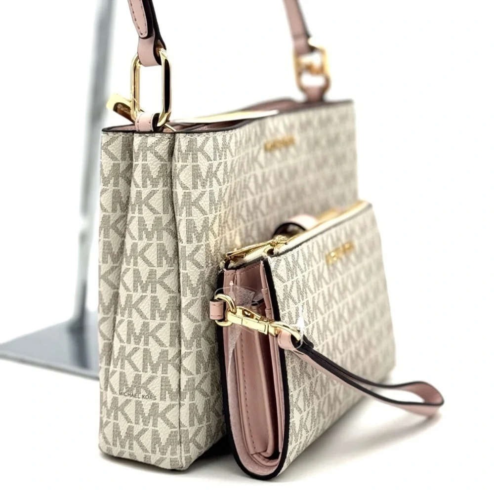 Michael Kors Trisha MD Triple Compartment Xbody Bag & Double Zip Wallet Set
